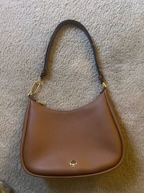 kate spade Pebbled Leather Shoulder Bag in Cognac Brown with Gold Hardware